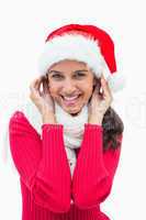 Beautiful festive woman smiling at camera