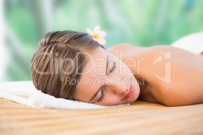Close up of beautiful woman on massage table