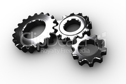 Metal cogs and wheels connecting