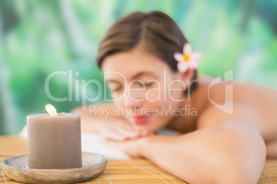 Close up of a beautiful woman on massage table