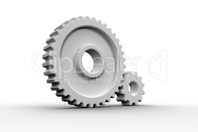 White cogs and wheels connecting