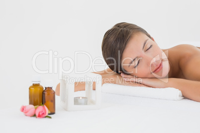Close up of a beautiful woman on massage table