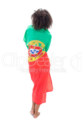 Girl wrapped up in portugal flag