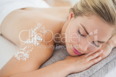 Beautiful blonde lying on massage table Beautiful blonde lying on massage table