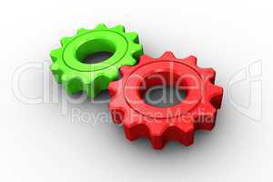 Red and green cog and wheel