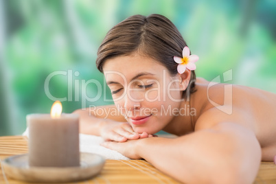 Close up of a beautiful woman on massage table