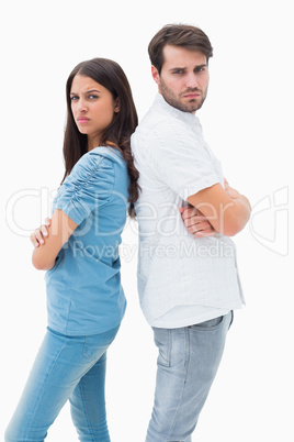 Upset couple not talking to each other after fight