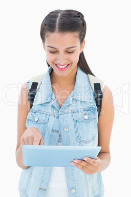 Pretty student using her tablet pc