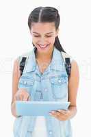 Pretty student using her tablet pc