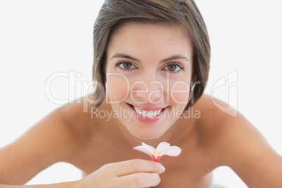 Natural brunette smiling at camera