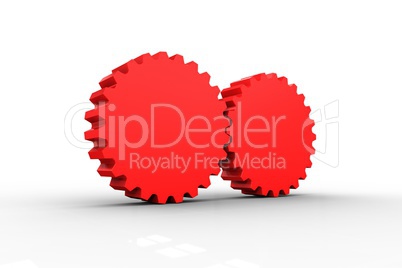 Red cog and wheel connecting