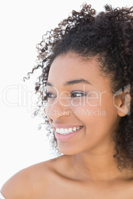 Pretty girl with afro hairstyle smiling