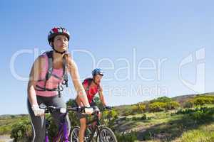 Active couple cycling in the countryside