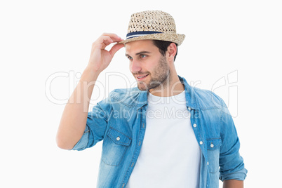 Handsome hipster wearing a trilby