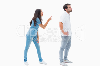 Angry brunette shouting at boyfriend Angry brunette shouting at boyfriend