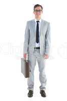 Handsome businessman holding briefcase