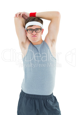 Geeky hipster posing in sportswear