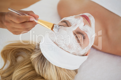 Beautiful blonde getting a facial treatment