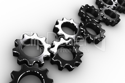 Metal cogs and wheels connecting