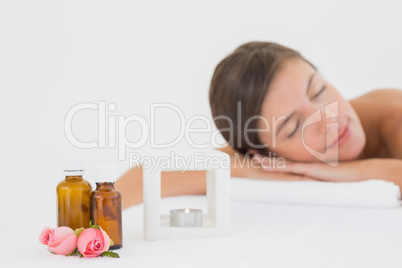 Close up of a beautiful woman on massage table