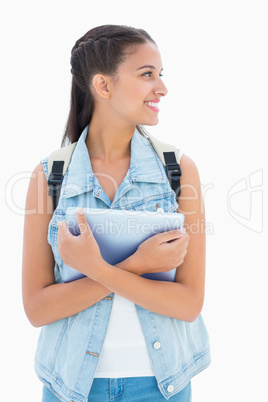 Pretty student holding her tablet pc