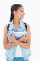 Pretty student holding her tablet pc