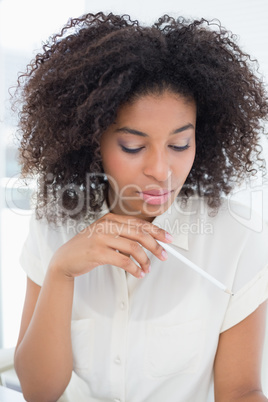 Casual businesswoman working at desk