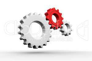 White and red cogs and wheels