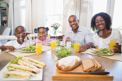 Happy family enjoying a healthy meal together