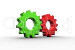 Red and green cog and wheel