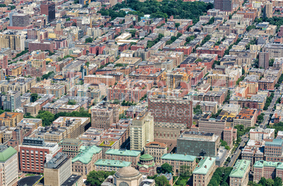 Manhattan skyline and buildings as seen from helicopter