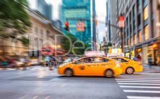 Blurred and zoomed traffic view in New York City
