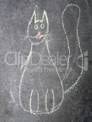 chalk drawing of a cat