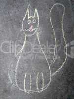 chalk drawing of a cat