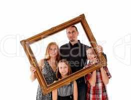 Family in picture frame.