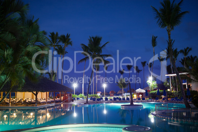 View of summer tropical resort at night