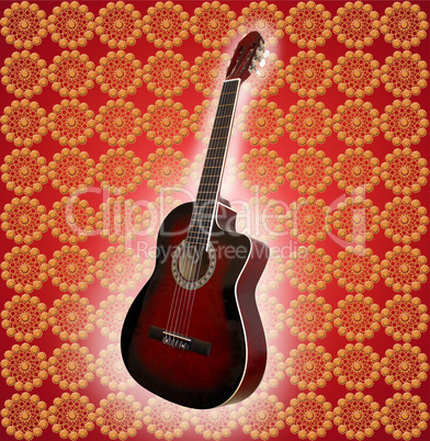 guitar isolated on the patterned texture