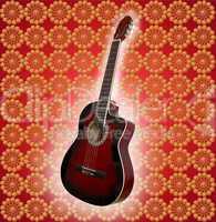 guitar isolated on the patterned texture