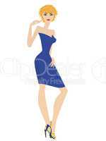 Fashionable women in short blue dress