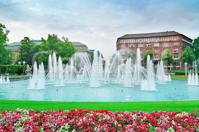 Beautiful fountain in the center of Mannheim Germany