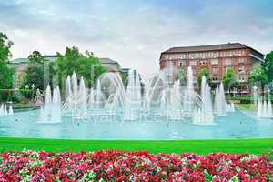 Beautiful fountain in the center of Mannheim Germany