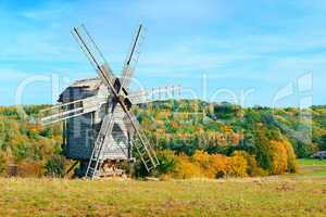 Old windmills on a picturesque hill.