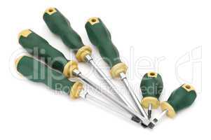 set screwdrivers isolated on a white