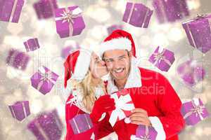 Composite image of young festive couple