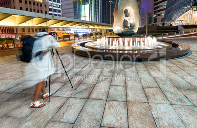 Hong Kong skyline in Central with photographer taking pictures