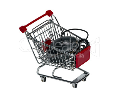 Shopping cart with a computer mouse