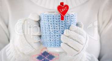 Knitted wool cup valentines day