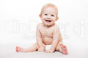 Little cute smiling newborn baby child