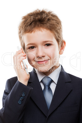 Child boy talking mobile phone