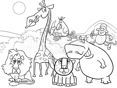 wild animals group coloring page